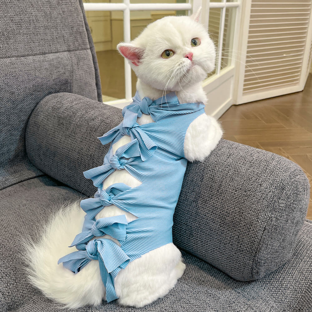 Vestido de gato con lazo en la espalda: elegante y adorable atuendo para mascotas