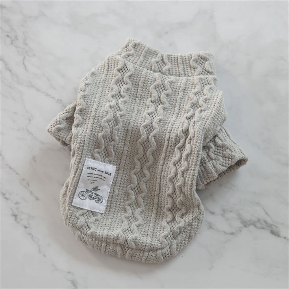 Cozy and Stylish Cable Knit Dog Sweater - Perfect for Chilly Days