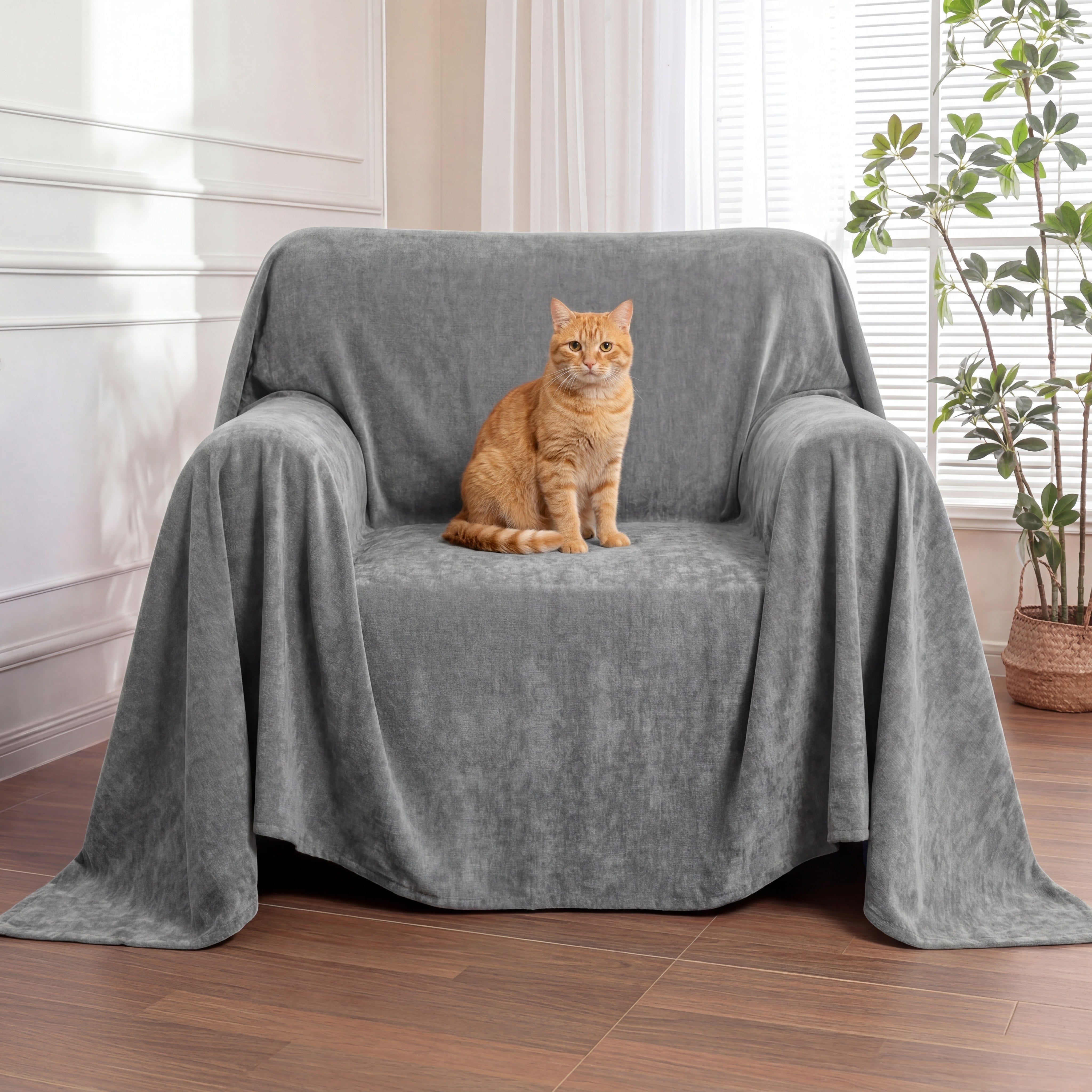 Soft and Waterproof Scratch-Resistant Non-Linting Throw Armchair Cover
