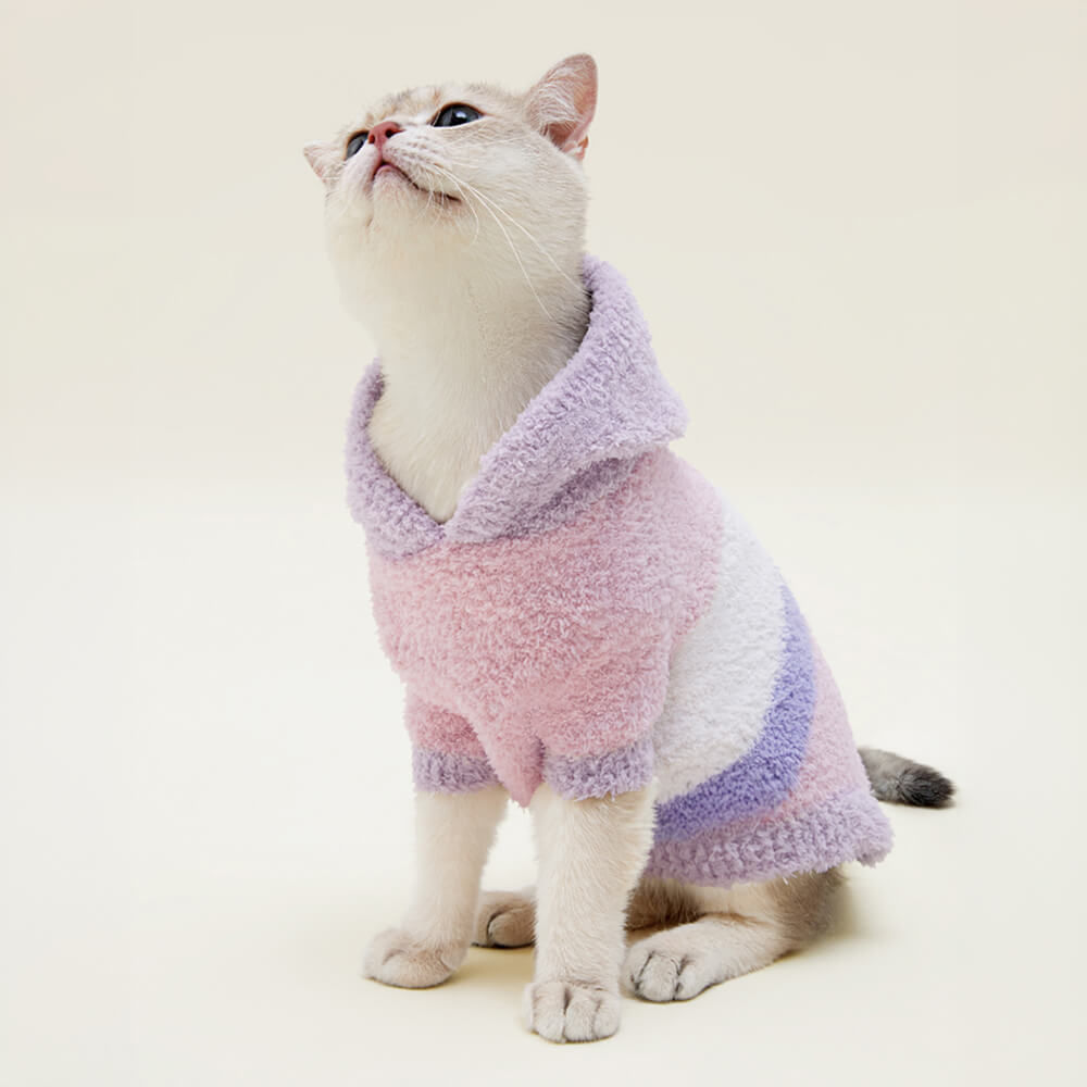 Mondrian-Inspired Ultra Soft Hooded Knit Pajama Set for Pets and Owners