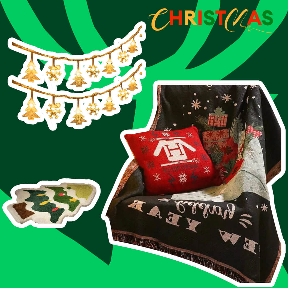 Weihnachts-Überwurfdecke – Geschenkpaket 3-tlg