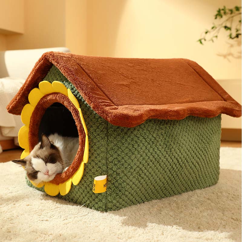 Adorable maison pour chat en peluche Sunflower Farm