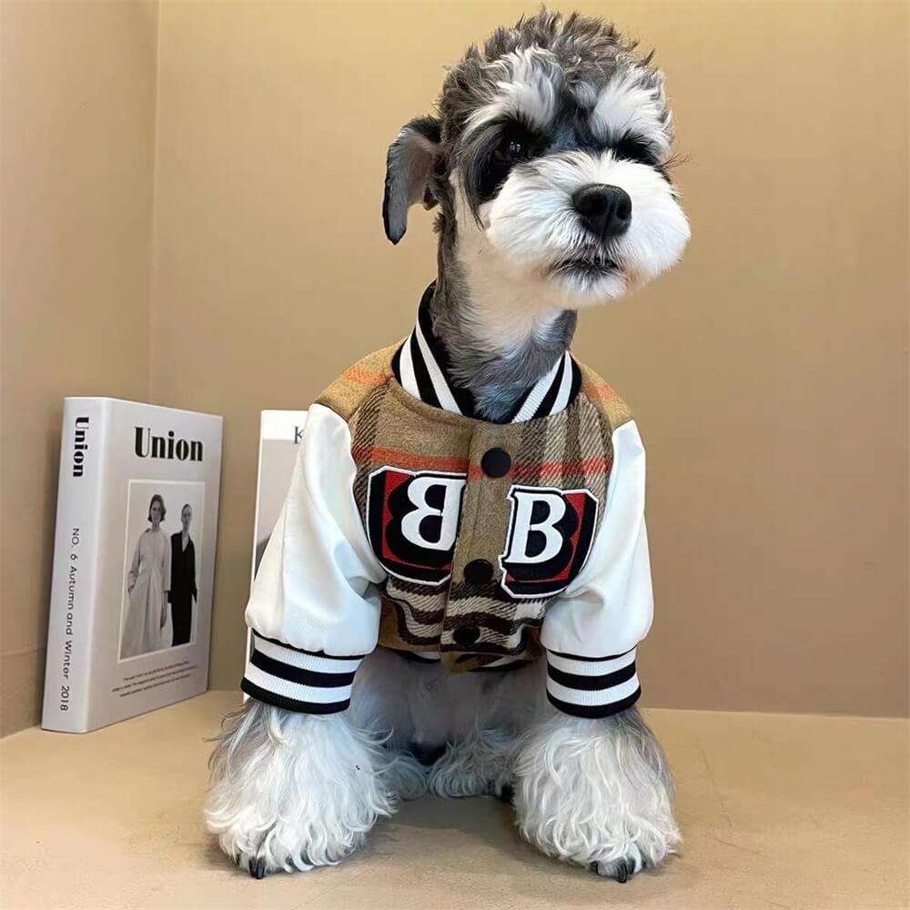 Plaid Baseball Dog Jacket – Sporty and Stylish Outerwear for Dogs