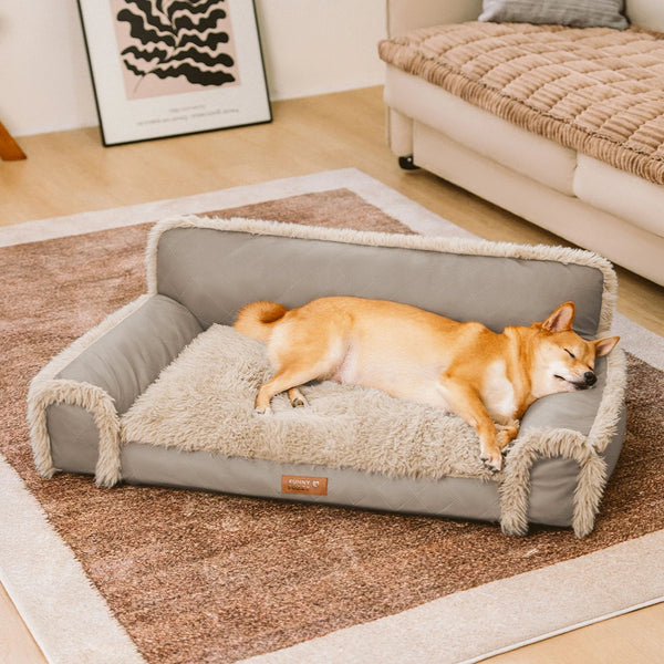 Luxe Faux Leather＆Plush Removable Sponge Orthopedic Dog Bed - WarmRest