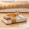 Plush Striped Cave Covered Orthopedic Dog Bed With Pillow - FluffyWarm
