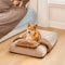 Plush Striped Cave Covered Orthopedic Dog Bed With Pillow - FluffyWarm