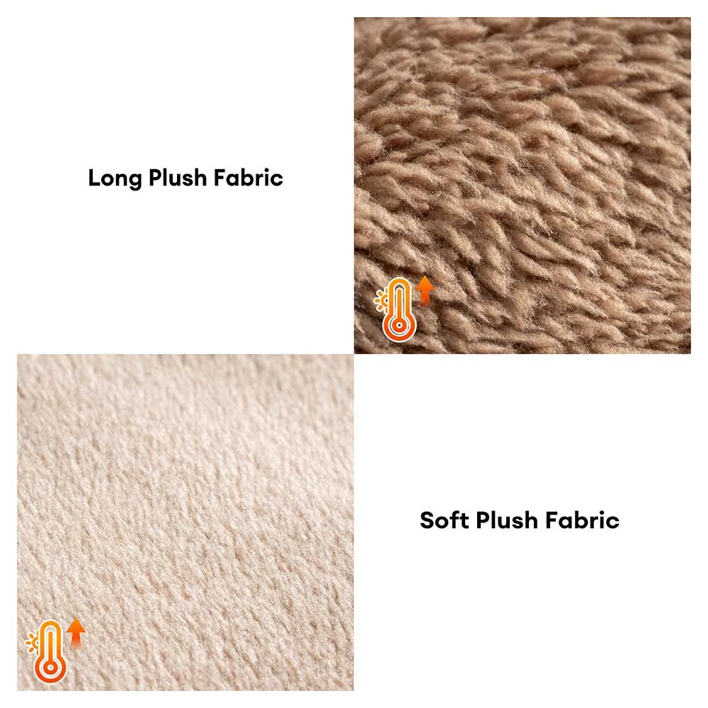 Plush Striped Cave Covered Orthopedic Dog Bed With Pillow - FluffyWarm