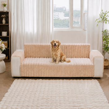 One-Piece Waterproof Pet-Friendly Ribbed Plush Recliner Couch Cover- Cozy Nest