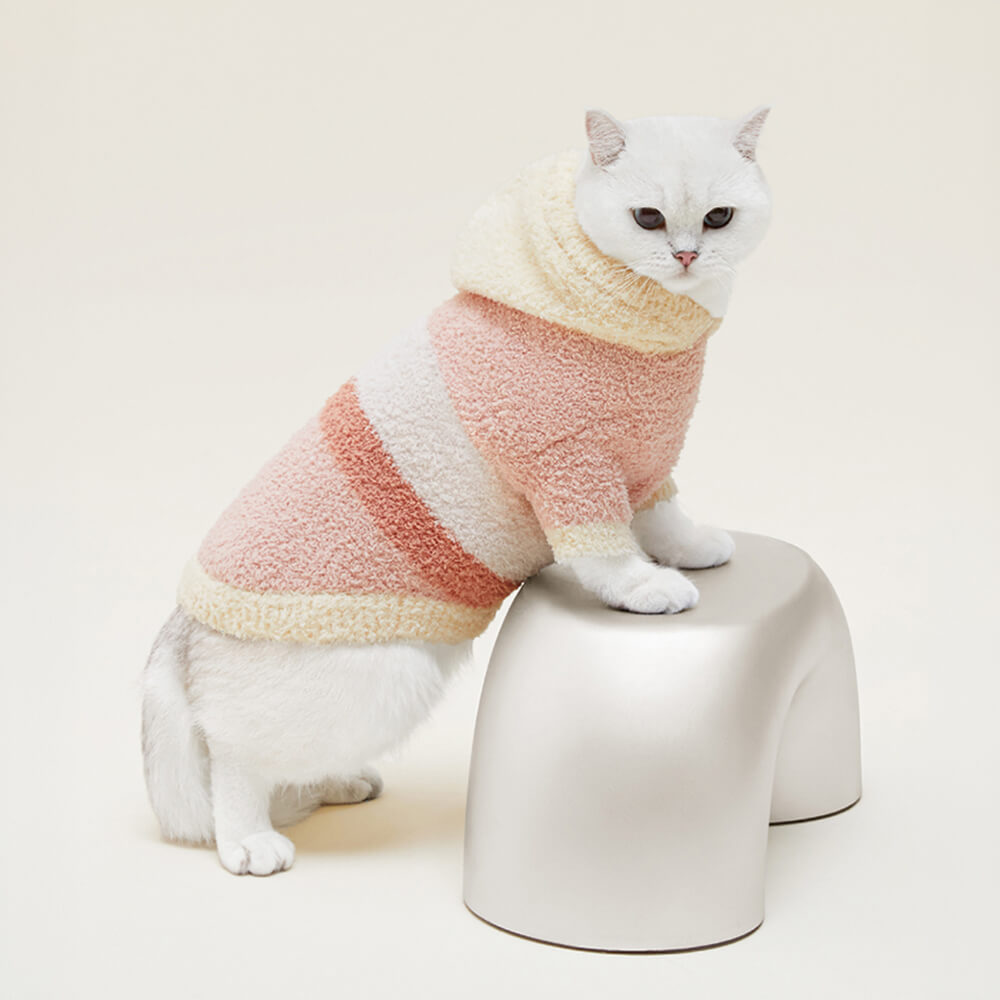 Mondrian-Inspired Ultra Soft Hooded Knit Pajama Set for Pets and Owners