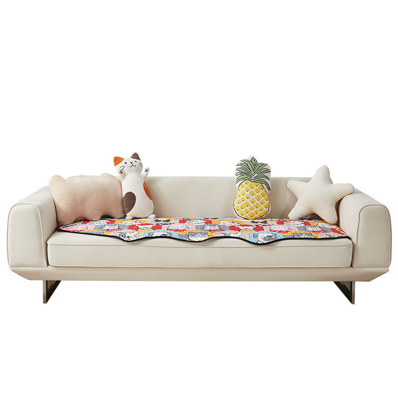 Capa protetora de sofá de algodão engraçada - quebra-cabeça de cachorro e gato