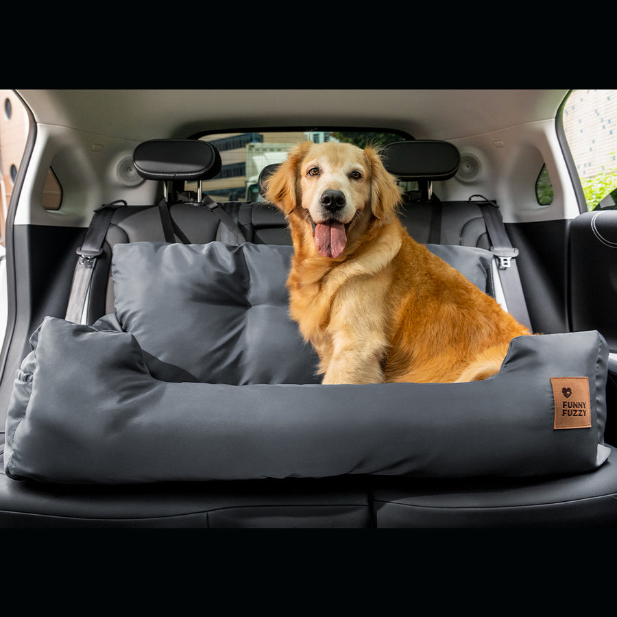 Travel Bolster Safety Medium Large Dog Car Back Seat Bed - FunnyFuzzy