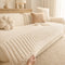 Striped & Bubble-Textured Plush Non-Slip Couch Cover