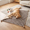 Cozy Reversible Plaid Plush Pet Throw Blanket with Pom-Poms