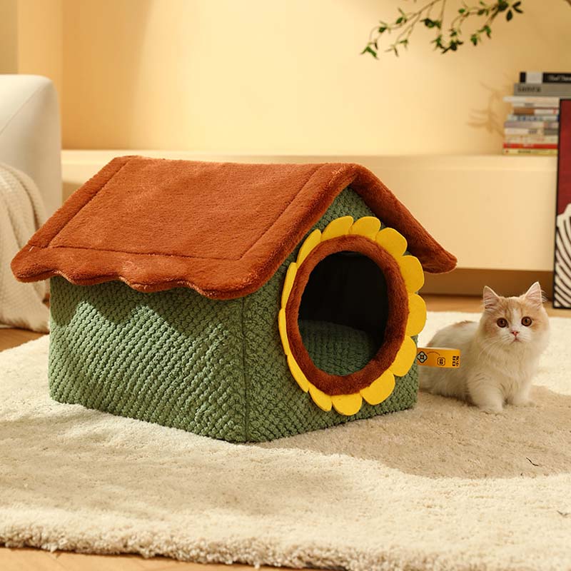 Adorable maison pour chat en peluche Sunflower Farm
