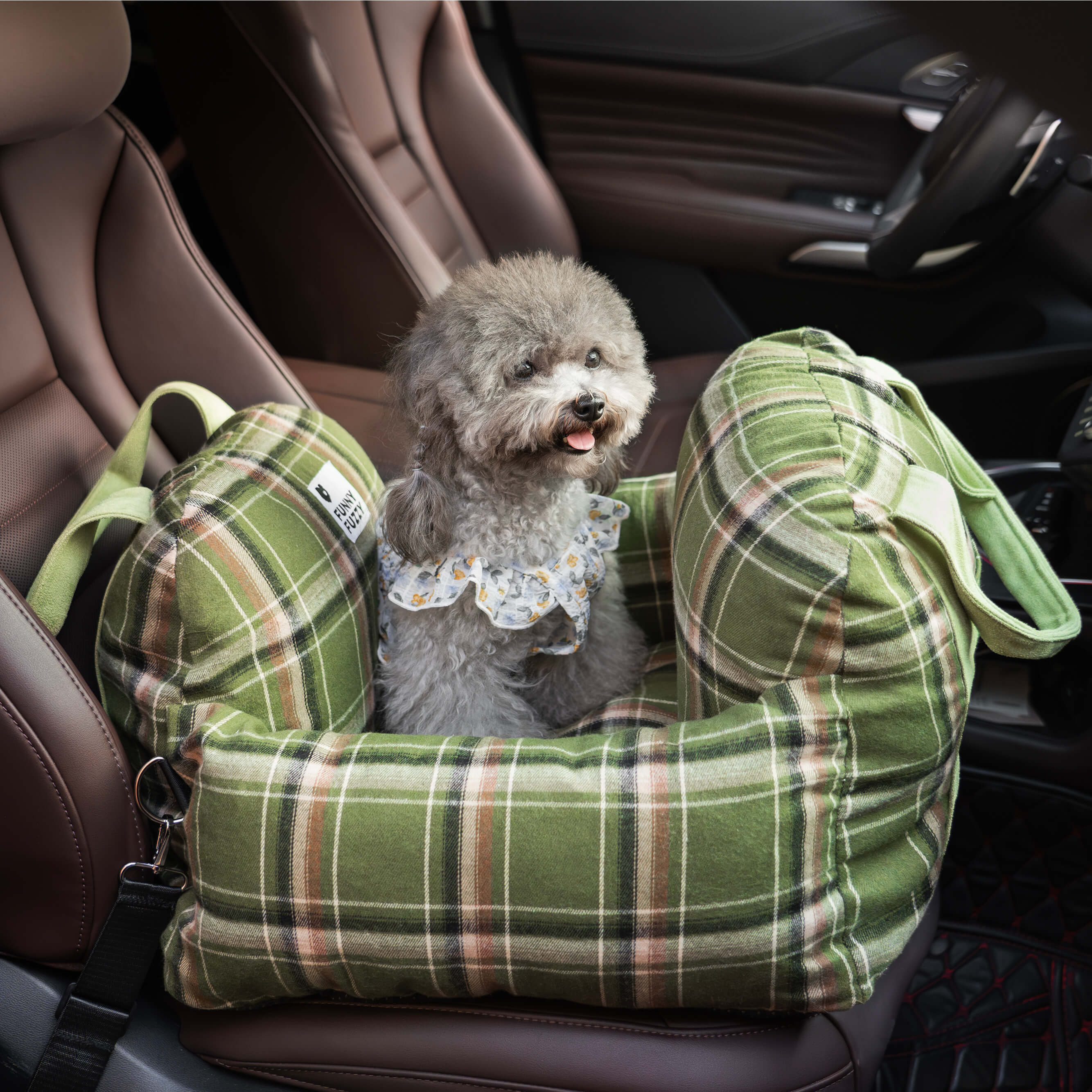 Lit de siège d'auto pour chien de sécurité de voyage à carreaux vintage