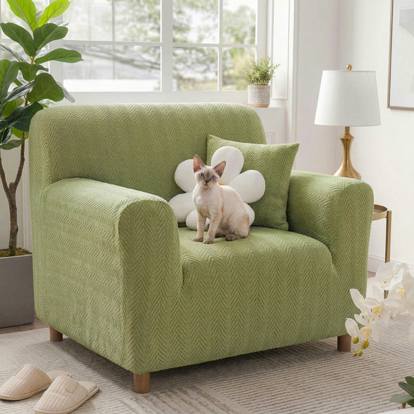 Elegante cubierta de sofá mágica de estiramiento de crema de crema en espiga