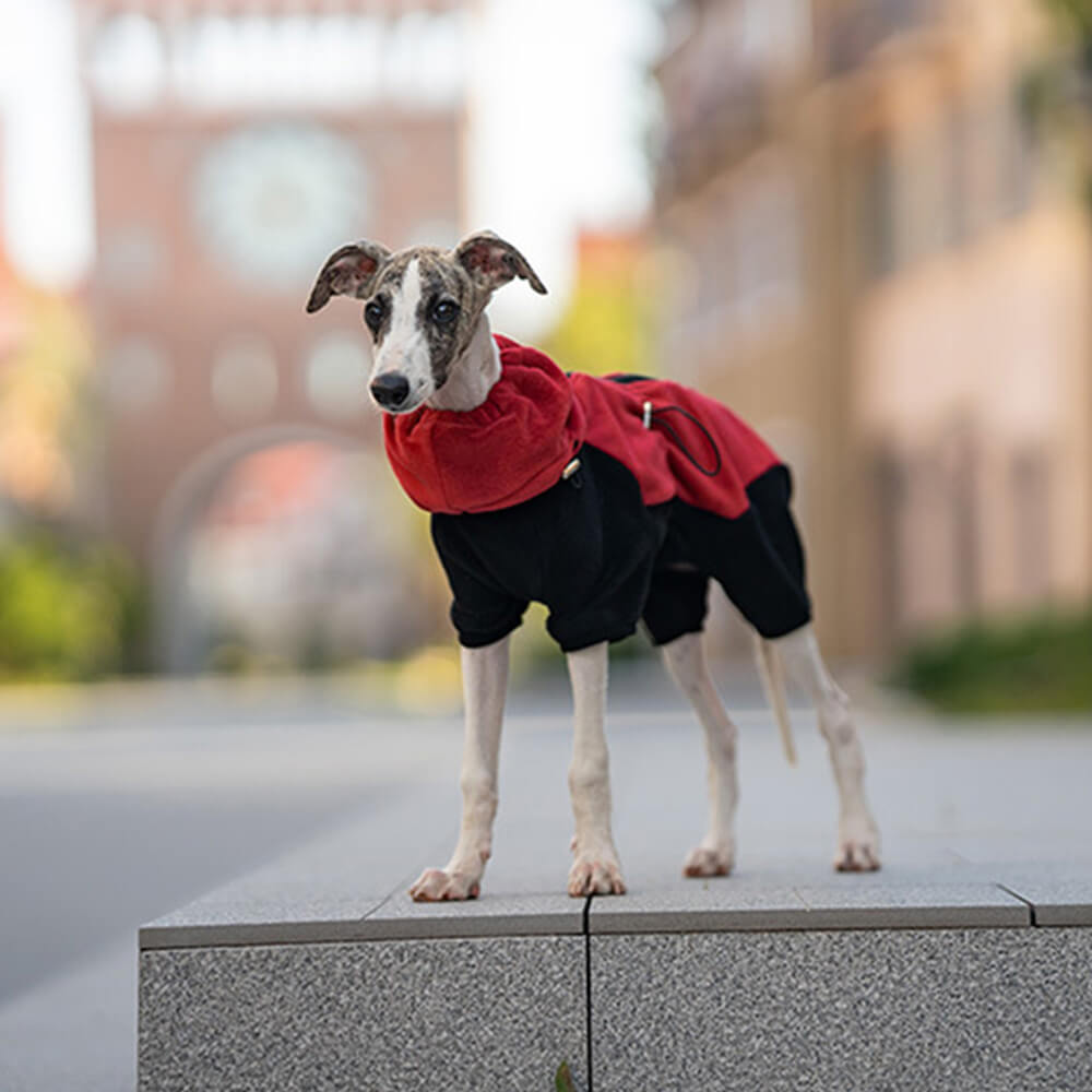 Vollständig bedeckender Hunde-Einteiler aus Polarfleece mit abnehmbarem Halsband