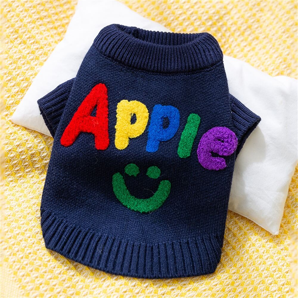 Colorful Apple Knit Dog Sweater