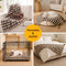 Cozy Reversible Plaid Plush Pet Throw Blanket with Pom-Poms