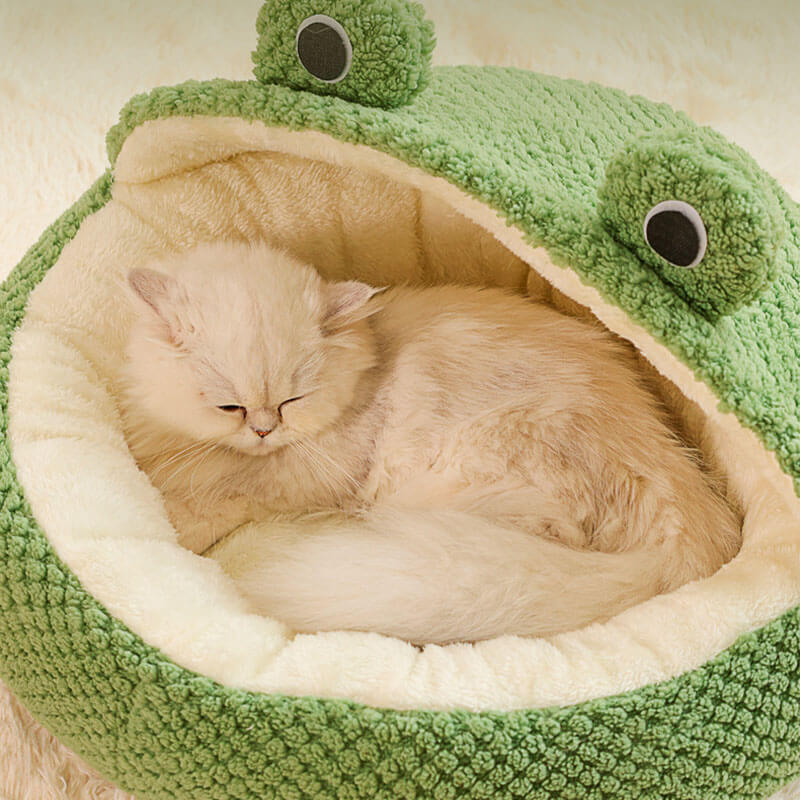 رائعتين شكل الضفدع ملفوفة الأليفة السرير القط كهف