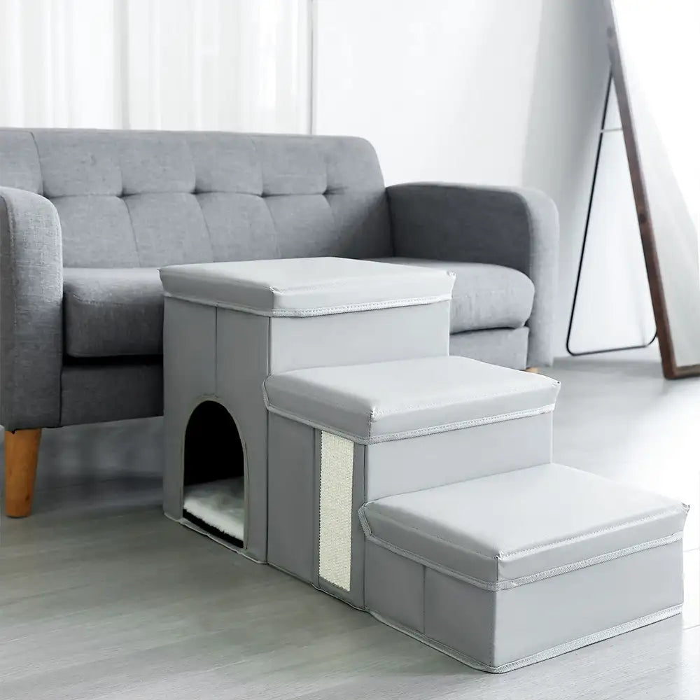 Arthritis-Friendly Multifunctional Foldable Non-Slip Dog Stairs with Storage and Condo
