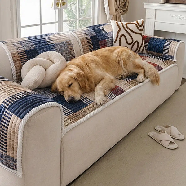 Artistic Line Quilted Comfortable Sofa Protection Non-Slip Couch Cover