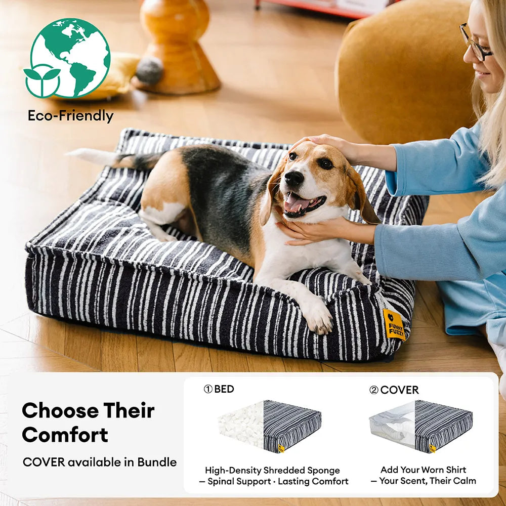 SnugNest Textured Stripe Storage Ottoman Dog Bed