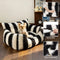 Black & White Stripe Faux Lambs Wool Soft Dog & Cat Sofa Bed - Winter Piano Keys