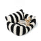 Black & White Stripe Faux Lambs Wool Soft Dog & Cat Sofa Bed - Winter Piano Keys