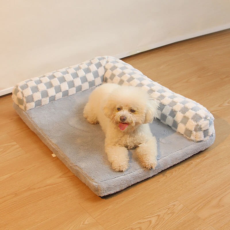 Chequerboard Soft Neck Guard Large Dog Pillow Bed