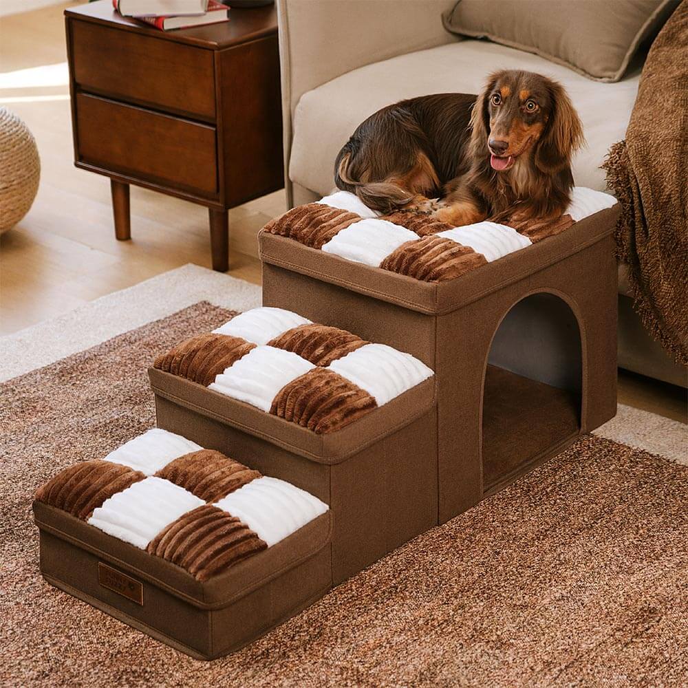 Tapis carré confortable à carreaux crème pour chien, housse de protection pour meubles, lot de 4 pièces