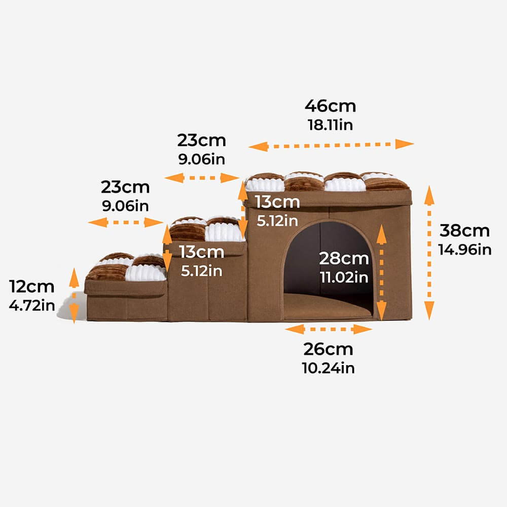 Chessboard Handcrafted Dog Stairs With Storage And Condo - Napsteps