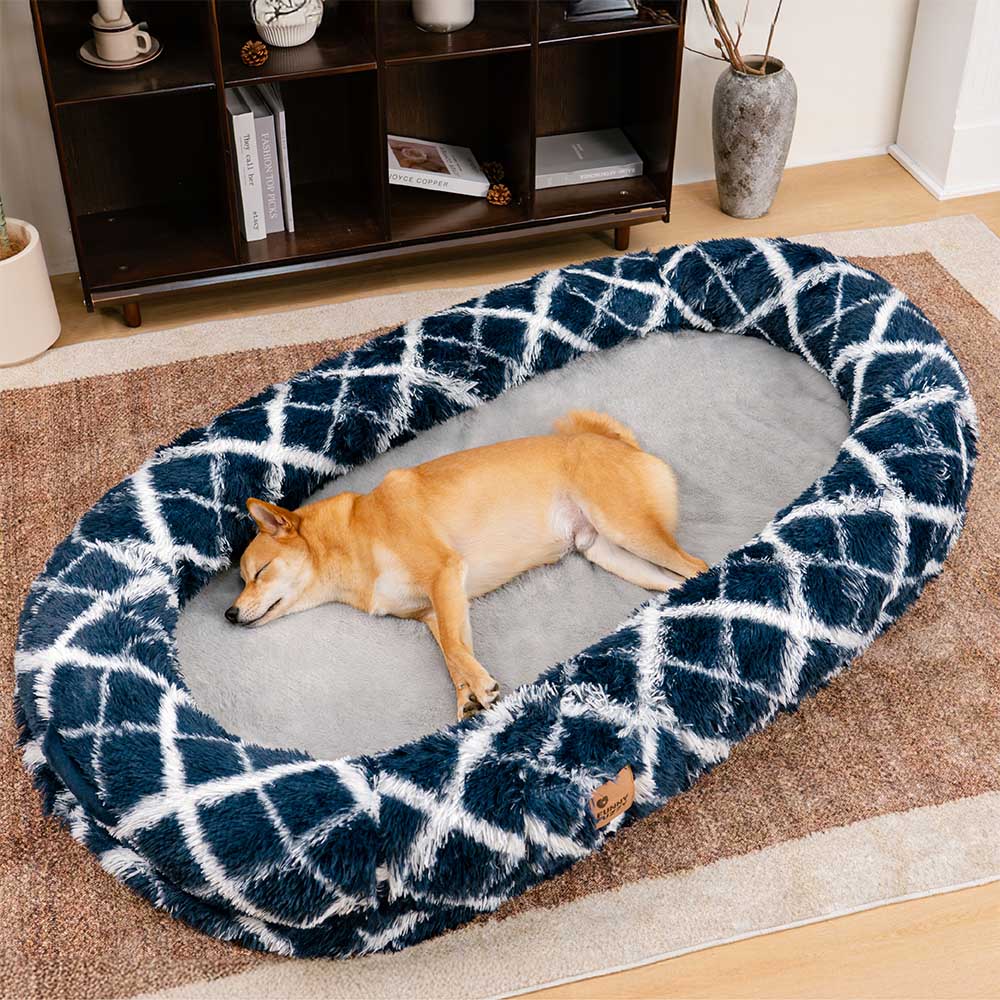 Cama oval luxuosa super grande para dormir mais profunda cama para cachorro humano