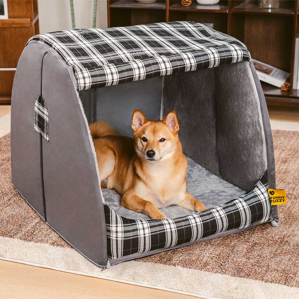 Classical Plaid House Orthopedic Dog Bed - Warm Retreat