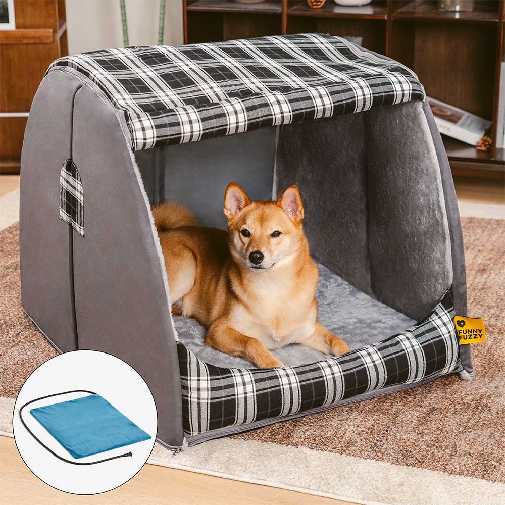 Classical Plaid House Orthopedic Dog Bed - Warm Retreat