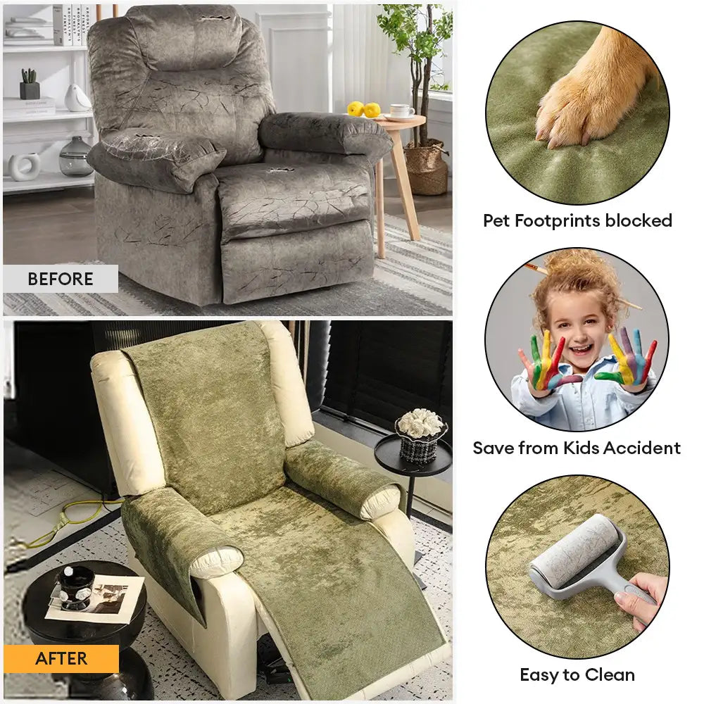 Cloud Fleece Anti-Slip One-Piece Recliner Chair Cover