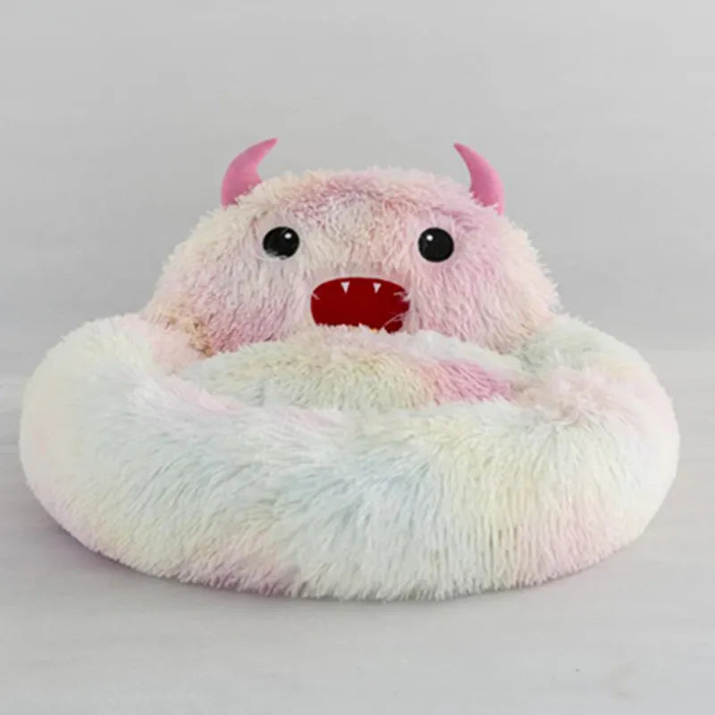 Calming Colorful Plush Monster Cat & Dog Bed