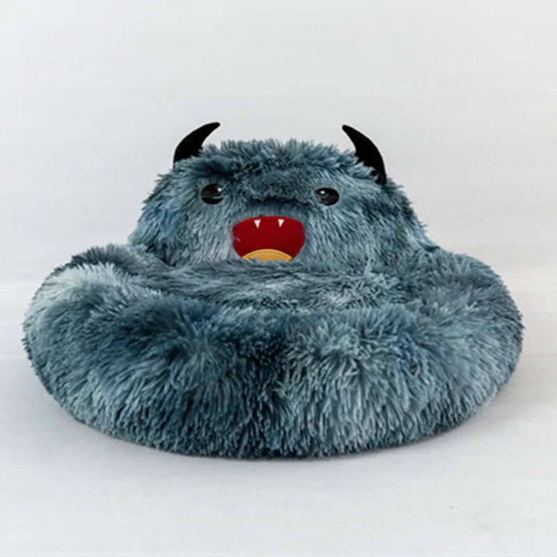 Calming Colorful Plush Monster Cat & Dog Bed