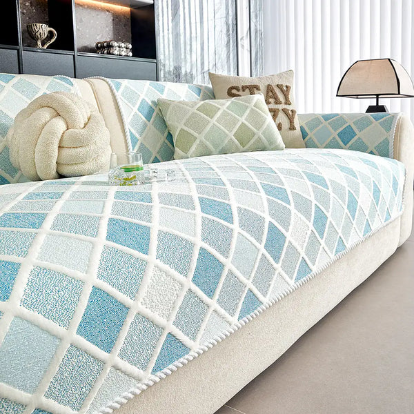 Cooling Ice Silk Heat-Absorbing Washable Non-Slip Couch Cover - Diamond