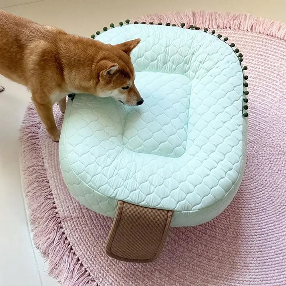Cooling Ice Silk Heat Absorbing Dog Calming Bed Pet Bed - Ice Cream