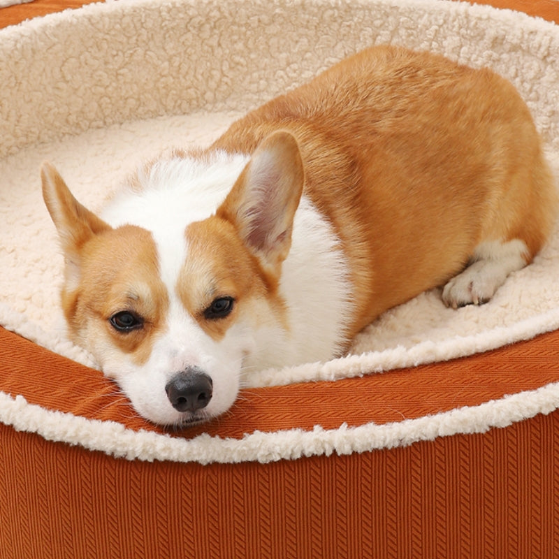 Lit pour chien à soutien orthopédique rond et chaud et confortable