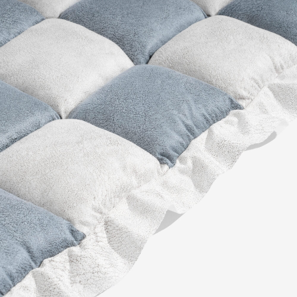 Couverture de canapé de lit de tapis de chien de compagnie floue carrée à grand carreaux de couleur crème