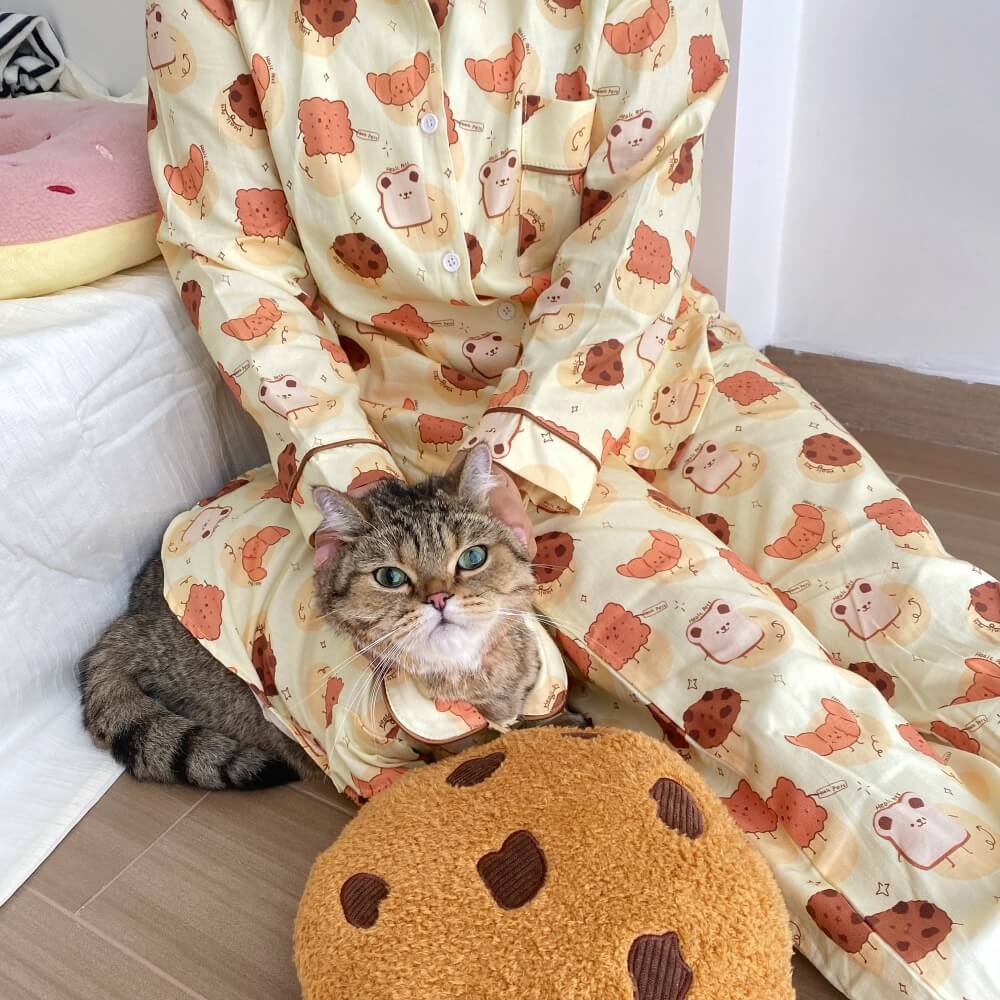 Joli T-shirt Cookie Pyjama assorti pour animaux de compagnie et propriétaire