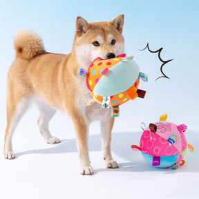 Niedlicher bestickter Quietschball, interaktives Hundespielzeug
