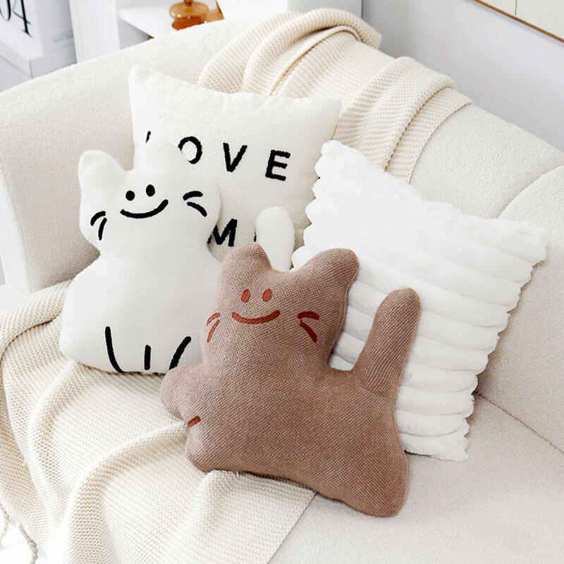 Cute Smiling Cat Shape Sofa Cushion