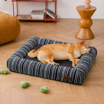 SnugNest Textured Stripe Orthopedic Dog Bed