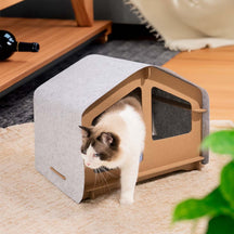 Extra Large Indoor Wooden Frame Semi-Enclosed Detachable Cat House