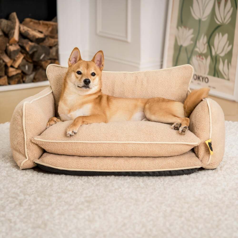 Soft Faux Lambswool Double Layer Dog & Cat Sofa Bed