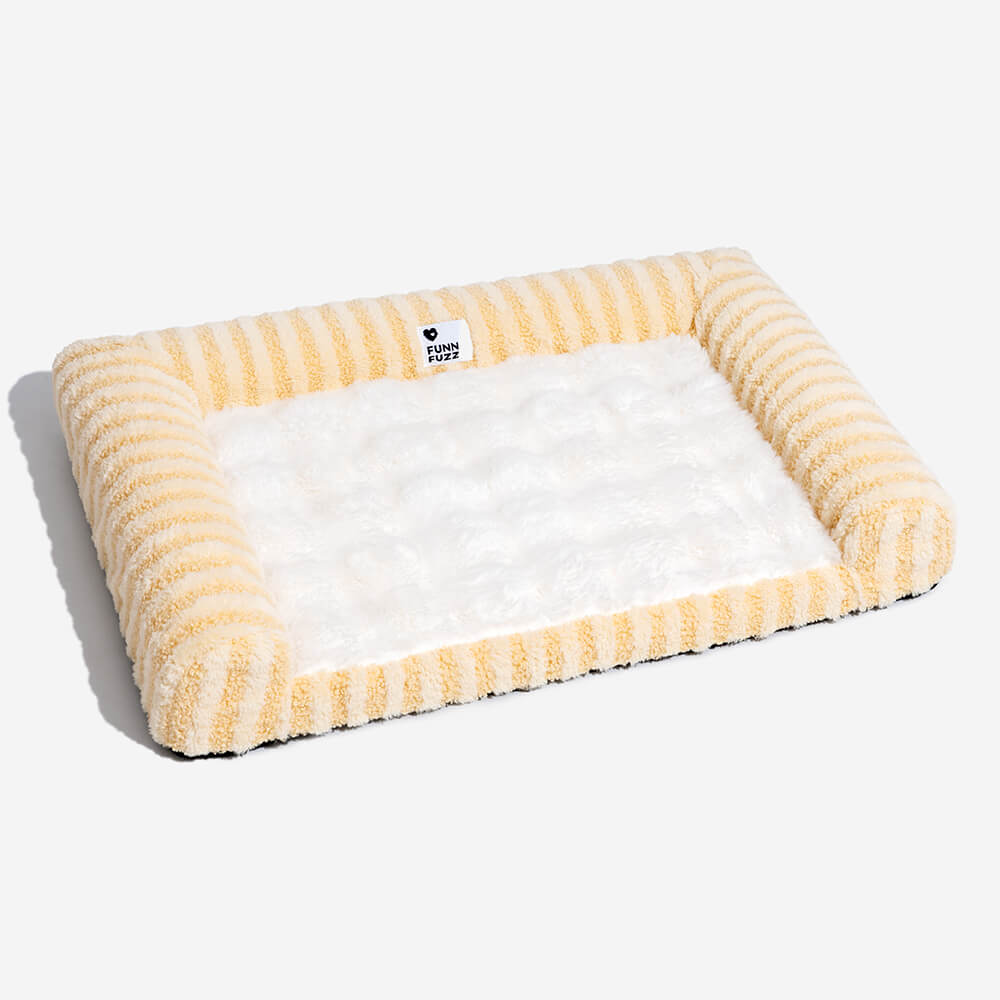 Striped Soft Faux Fleece Memory Foam Full Support Orthopedic Large Dog Bed