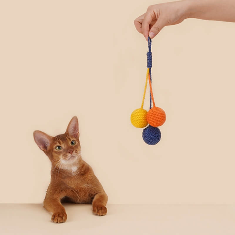 دائم مقاومة للمضغ السيزال حبل الكرة القط لعبة تفاعلية